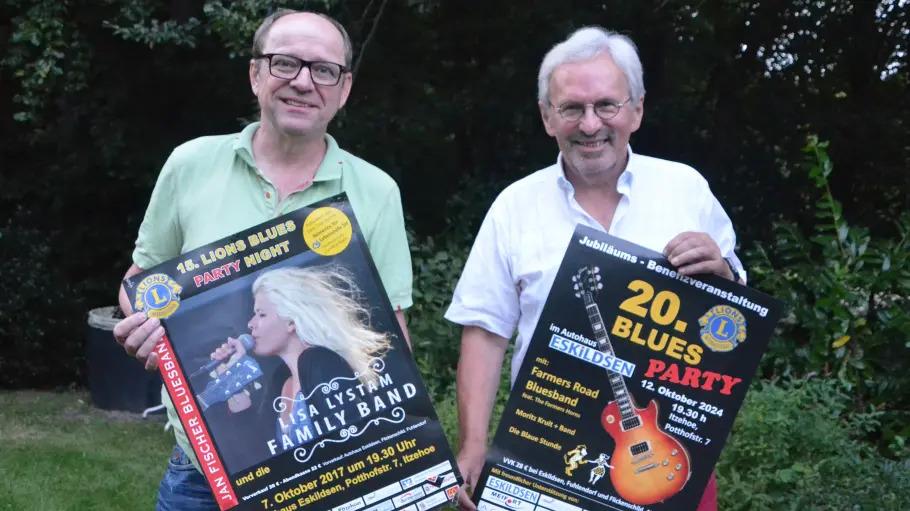 Die beiden Organisatoren Peter Geschke (l.) und Rüdiger Claußen haben die Lions Blues-Party zum Erfolg geführt.